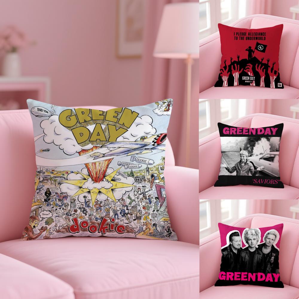 G-Green Day S-Saviors Cushion Cover Soft Short Plush Double-Sided Printing Home Decor Machine Washable Pillow Case Gift