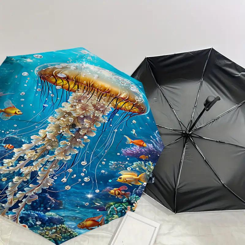 1PC Jellyfish Coral Umbrella-8-Rib Reinforced, Automatic Open, Lightweight & Durable, Fashion Accessory for Outdoor, J0413