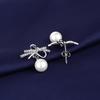 Damen Ohrringe 925 Silber Schmuck mit Perle Zirkon Edelstein Mode Schleifenknoten Form Hängeohrringe für Hochzeitsfeier Geschenk