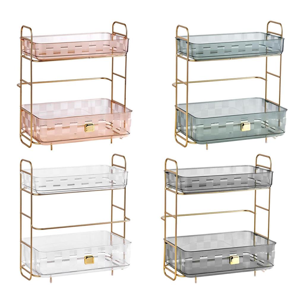 Étagère Organisateur de Maquillage Autoportante Grande Capacité 2 Niveaux pour Commode Bureau