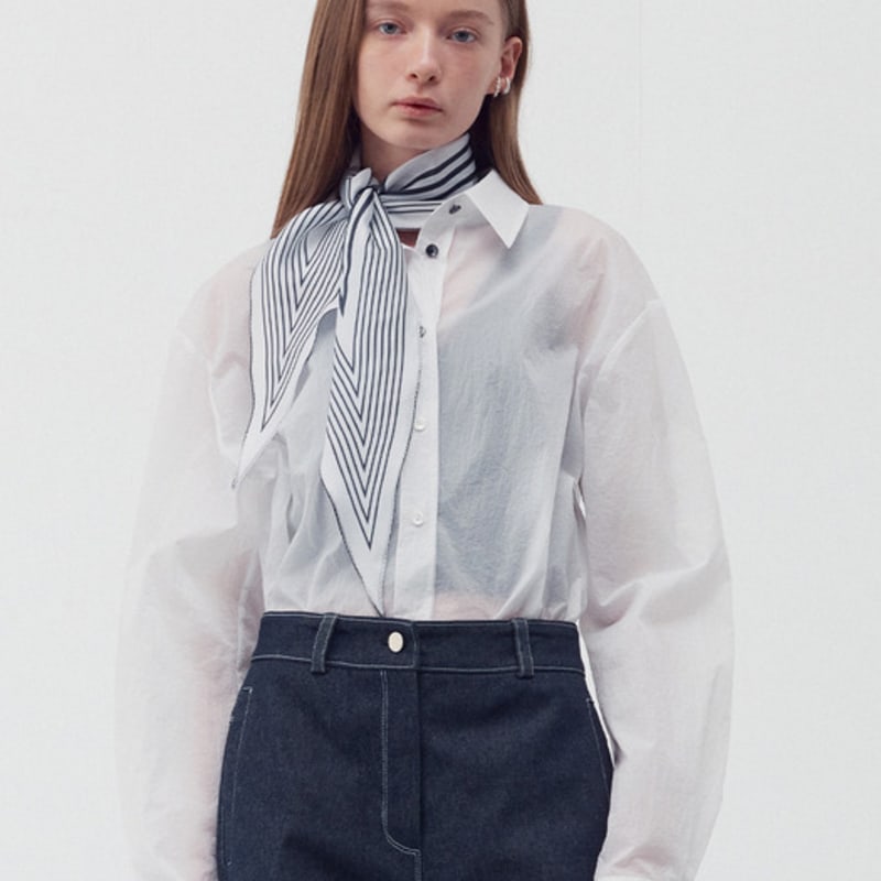 

RE RHEE PATTERENED SILK SCARF WHITE_FREE