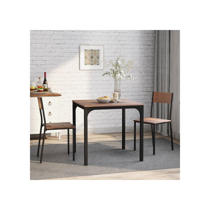 Groupe de sièges, table de salle à manger avec 2 chaises, pour balcon &amp; salle à manger &amp; salon, brun vintage Description