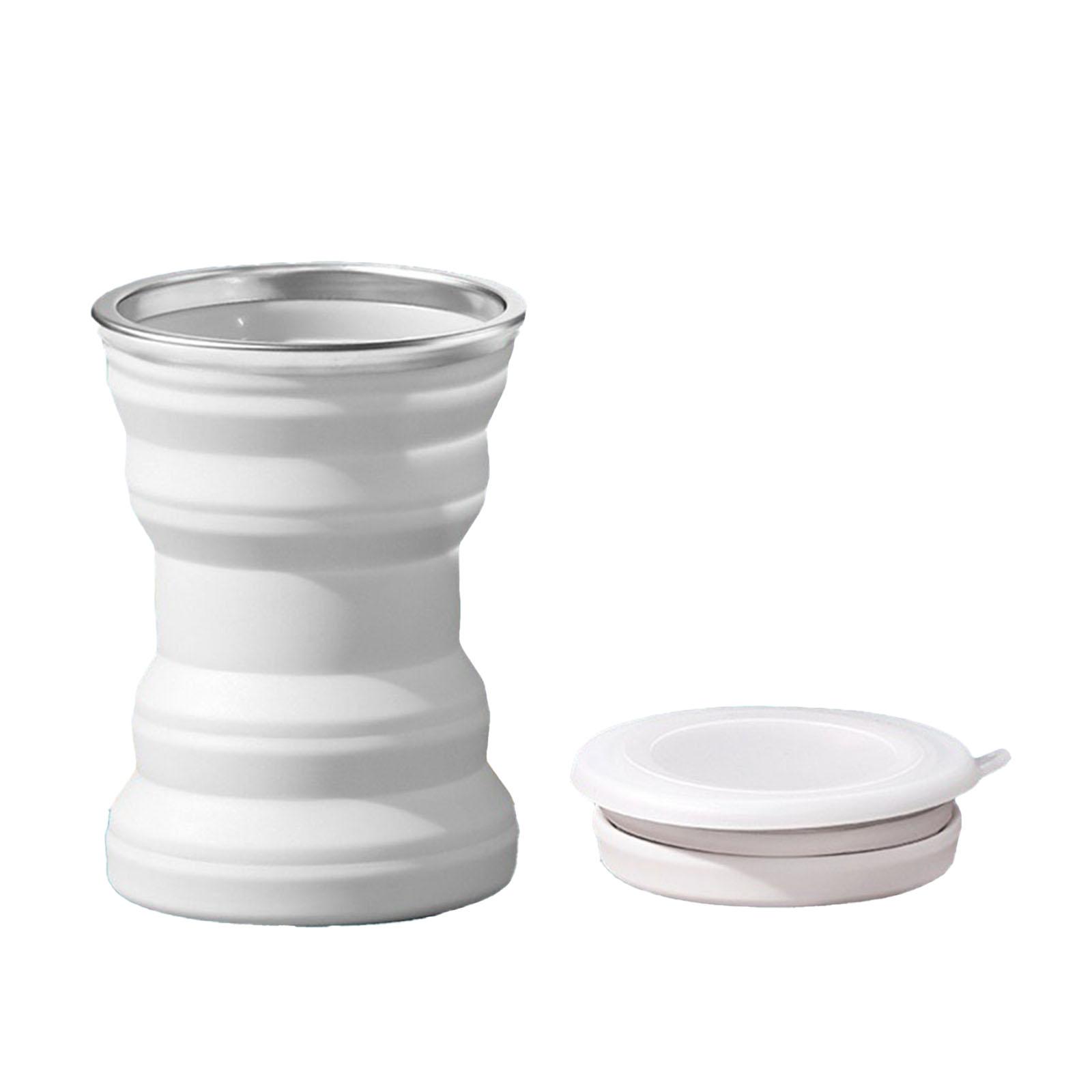 

1 шт. 320 мл портативный силиконовый выдвижной складной стакан с крышкой телескопический складной питьевой стакан для путешествий на открытом воздухе стакан для воды белый