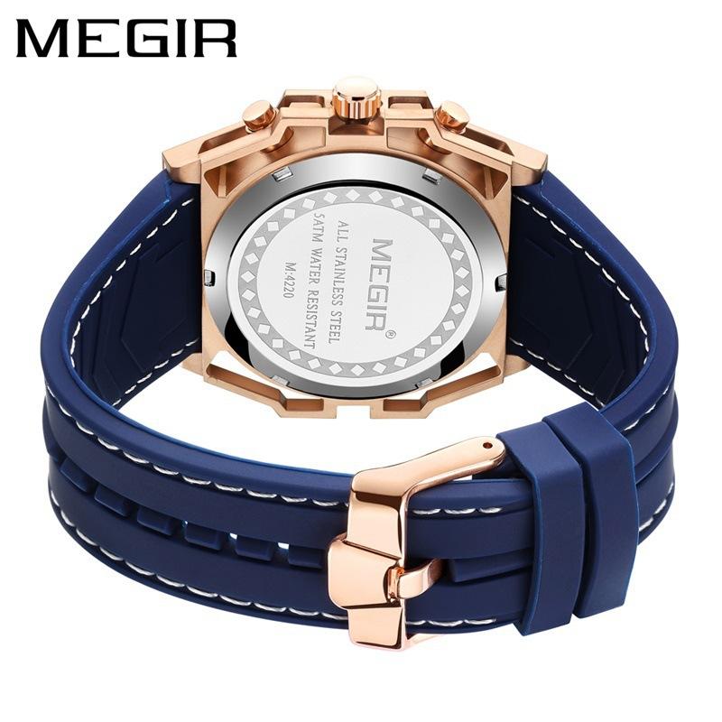 Watch Men'S 316 Stainless Steel Luminous Chronograph Hollow Sports Quartz Silicone Watch 4220