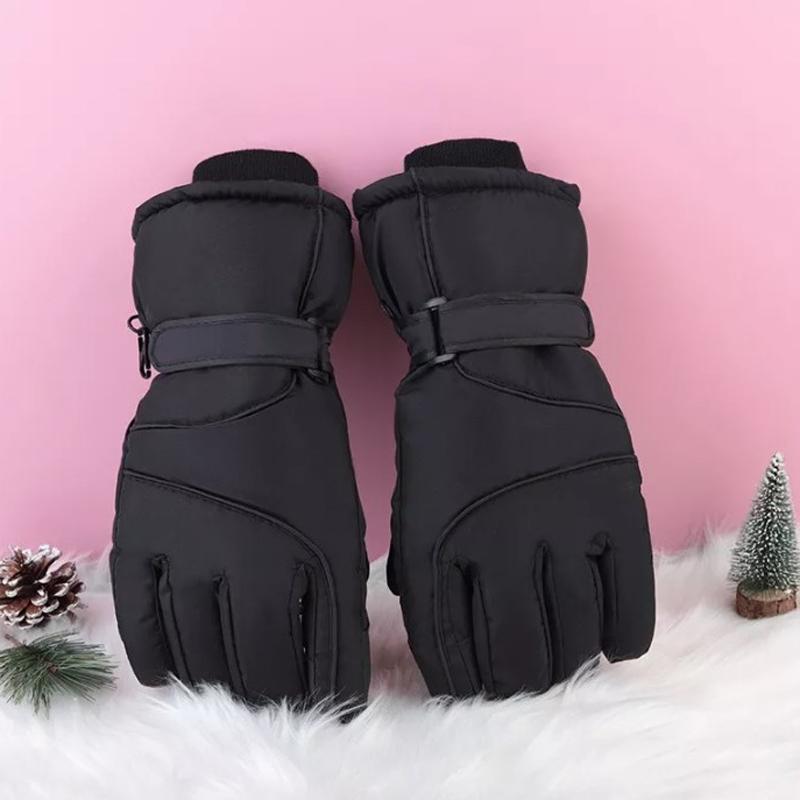 

Мужские и женские зимние теплые толстые термоизолированные перчатки, водонепроницаемые зимние лыжные перчатки Men-black