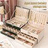 3 Layers Jewelry Organizer Christmas Gift For Lady With Lock Necklace Earring Jewelry Box