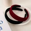 Korean Retro Wine Red Flocking Sponge Headband for Women – Elegant Black Hair Accessory for Face Washing and Styling.