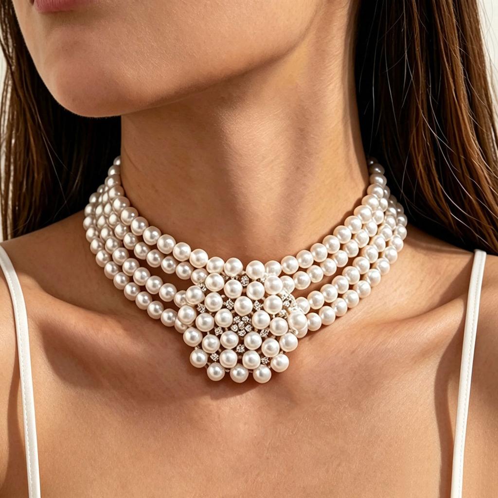 European and American Style Jewelry, Personalized Fashion Splicing Multi-layer Imitation Pearl Necklace Versatile High-end Bracelet Jewelry