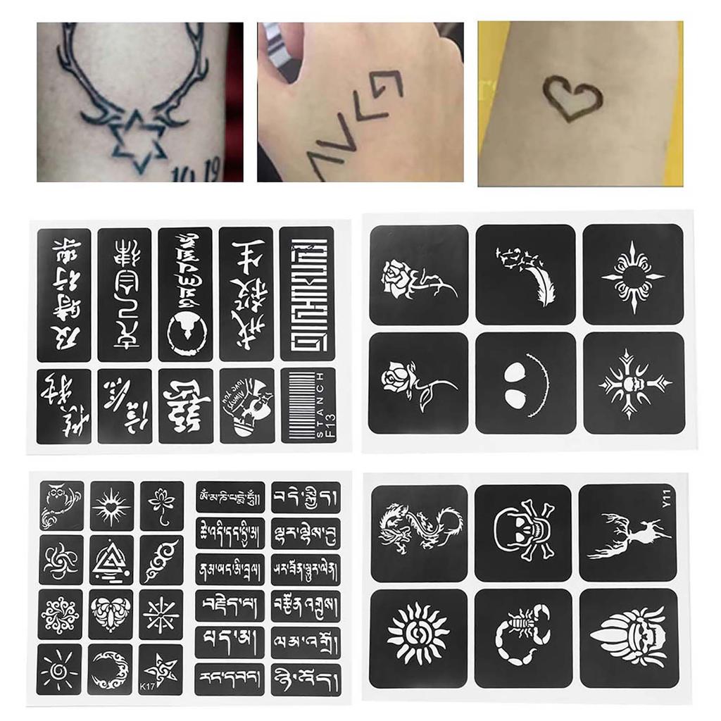 Semi Permanent Small Tattoo Stencil Airbrush Temporary Templates