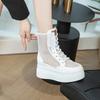 Mode Top-Qualität 8,5 cm Mesh Atmungsaktive Motorrad-Stiefeletten Lackschuhe Damen Hollow Boots Frau Mode Sandalen Sommer