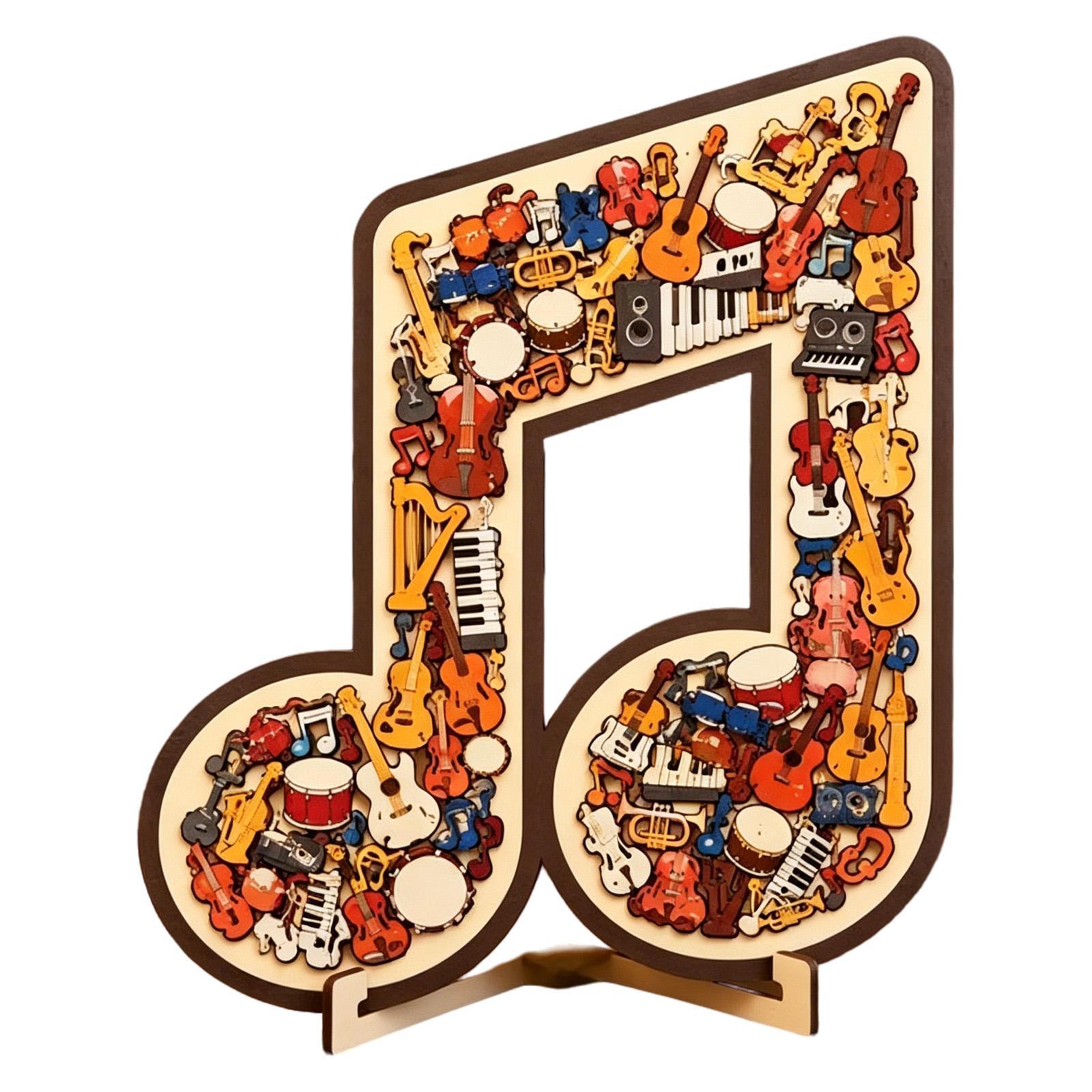 Wooden Music Note Puzzle Creative Musical Instrument Puzzle Decor Music Notes Wooden Jigsaw Puzzle Gift Ideas for Music Lovers