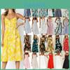 Elegante Abito Midi Estivo da Donna Boho con Spalline Sottili e Tasche a Bottone