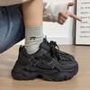 Women's Sneakers Black Hong Kong Style Design Casual Sports Comfortable Autumn Breathable Soft-soled Dad Shoes
