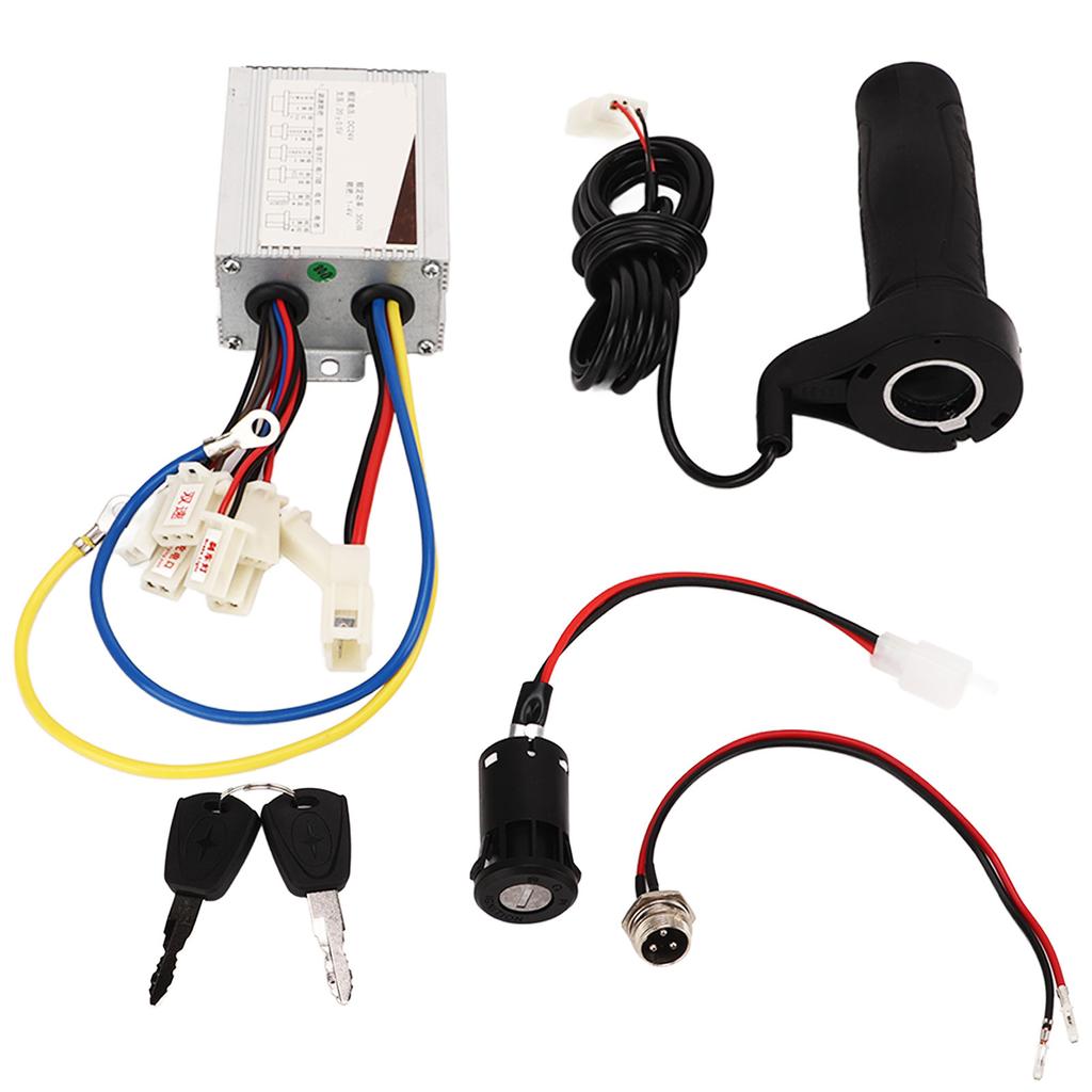 24V 350W Two Speed Controller Electric Door Lock Throttle Handle Charging Port Aviation Head Kit Electric Bike