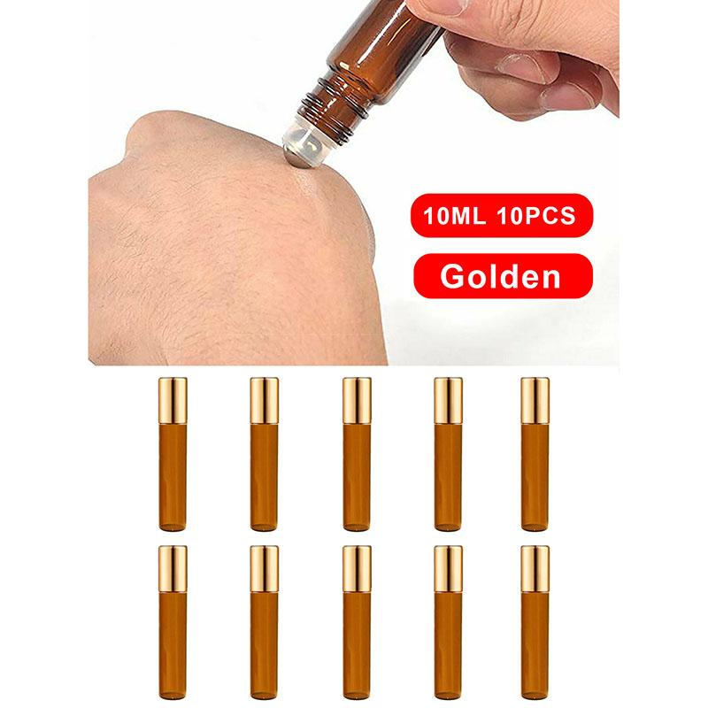 5ml /10ml Roll On Bead Bottles Steel Ball Essential Oil Mini Perfume Portable Glass Split Bottle Travel Size Bottles & Containers