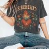 Women's T-shirt Retro Fire Heart Women's T-shirt Summer New Style Suitable for Both Men and Women Retro Trendy T-shirt