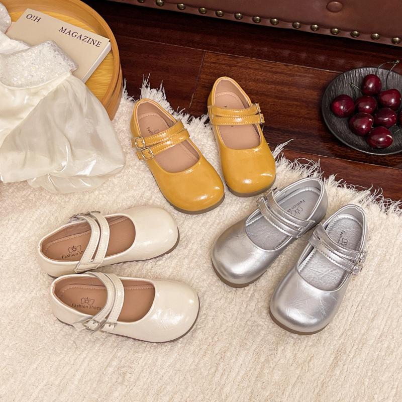 Girls' Retro Single Shoes for Children, Round Toe, Soft Sole, Versatile Style