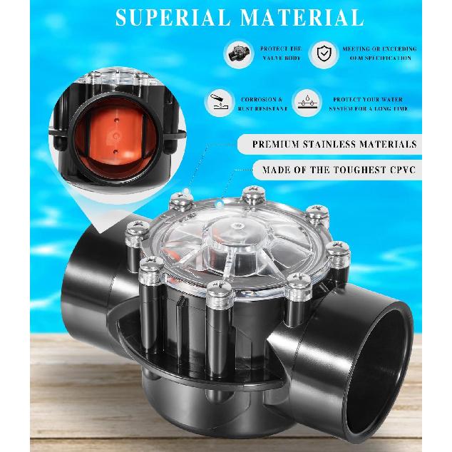 Replacement for Jandy 7305 Check Valve 180 Degree 2 Inch to 2.5 Inch Check Valve Compatible with Straight Through Flow Fit for Pools and Spas