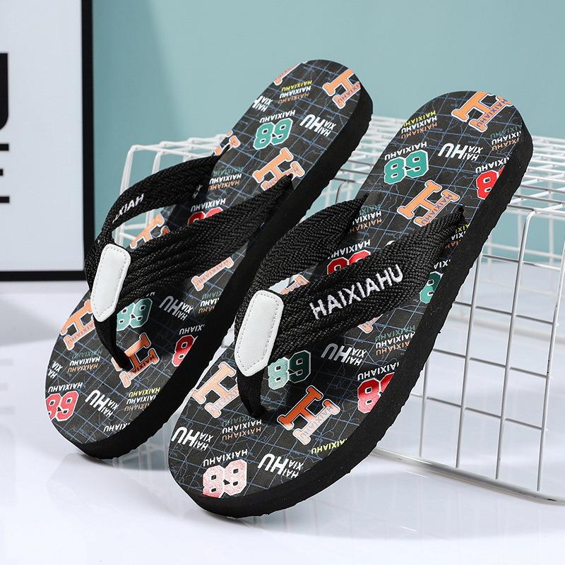 

Trend personalized theme beach flip-flops men s casual trend non-slip room wear sandals summer pinch slippers men 45 чорний