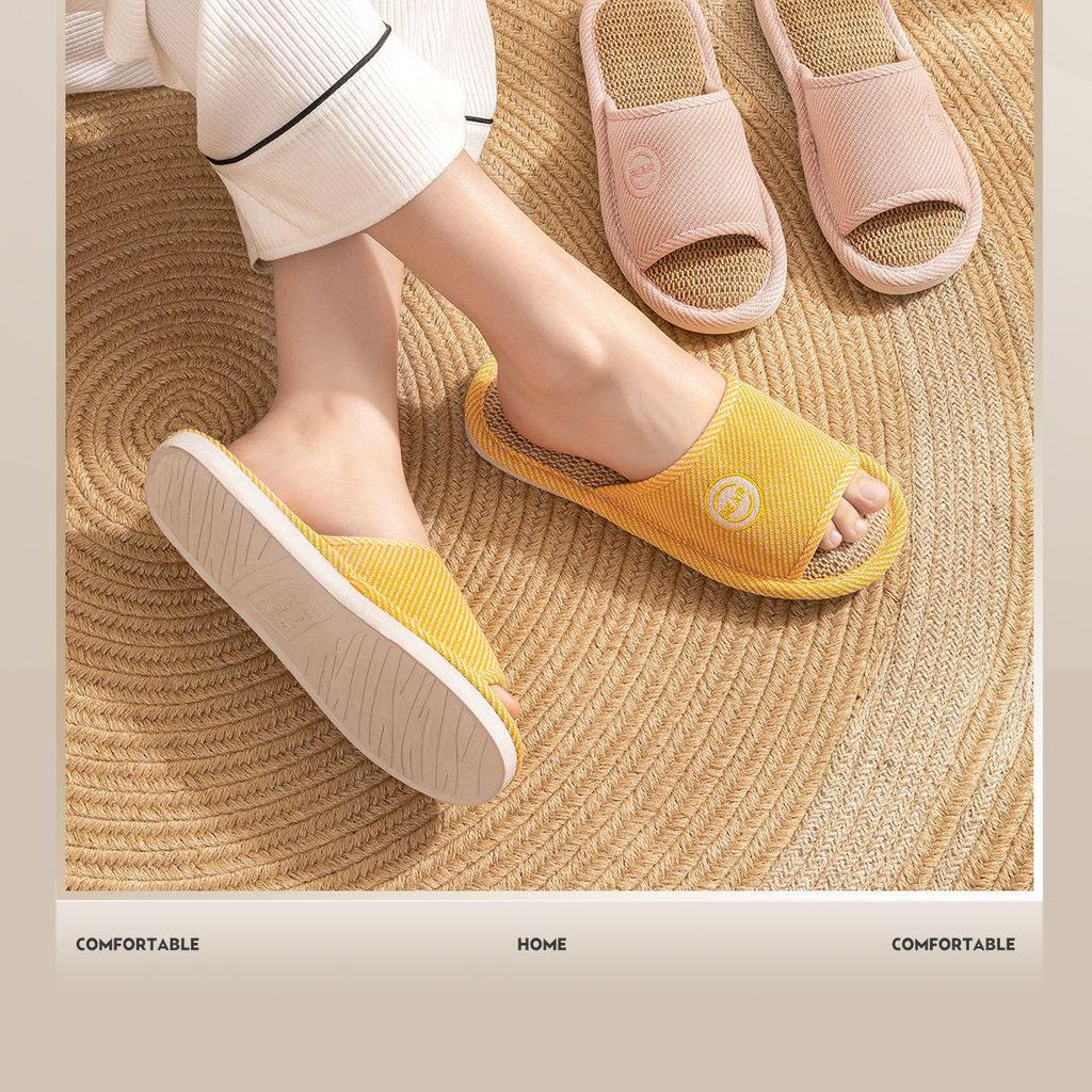 Jie Liya Unisex Linen Slippers - Sweat-Absorbent, Silent, All-Season Indoor Use