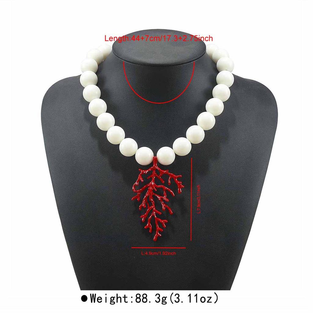 Creative Red Lobster Crab Starfish Coral Pendant Beads Necklace Stylish Versatile Niche Summer Beach Vacation Collarbone Chain