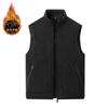 Mens Fleece-Lined Vest Warm Puffer Sleeveless Jacket Stand Collar Zipper Front Loose Fit