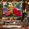 Christmas Tree Ornament Wall Tapestry White Background Red Gold Ball Star Hanging Decoration Aesthetic Holiday Home Decor