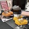 Damskor Mules Plattformsula Tåskydd Snörning Dekoration Damslipprar Klänning Ko Mockskinn Koreansk Stil Fritid Zapatillas De Mujer