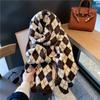 Red Scarf Women's Winter Versatile Premium Sense China Red Checked Destiny Women's Winter Scarf Christmas New Year