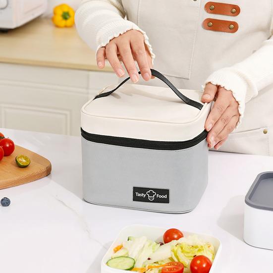 Isolert veske med stor kapasitet Bærbart håndtak Glidelås Vanntett aluminiumsfolie Utendørs piknik Bento Lunsj Frukt Dagligvare Mat Termisk kjøleveske