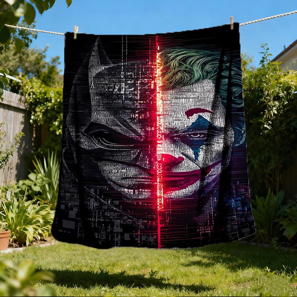 1pc Batman, Joker Outdoor Flannel Throw Blanket Soft, Lightweight & Warm for Sofa, Office