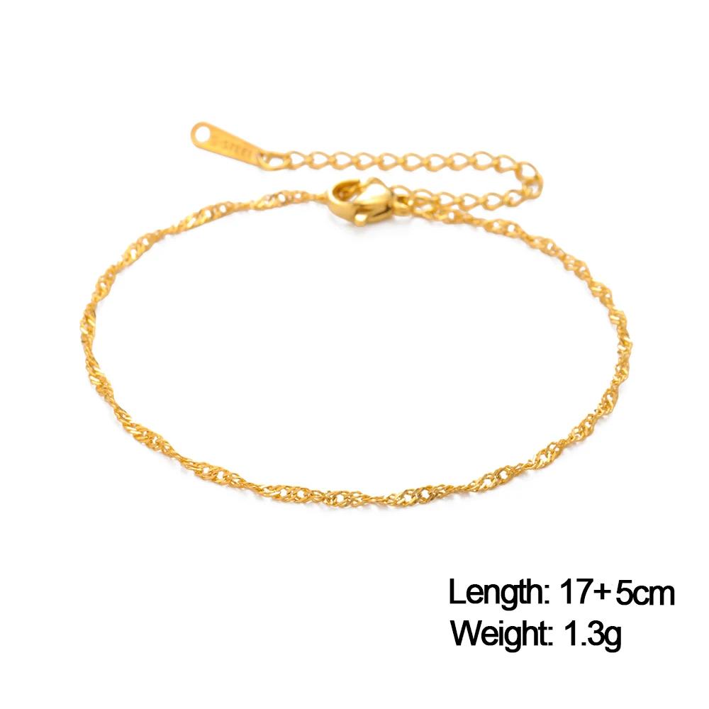 Stainless Steel Gold Color Bracelet Twist Figaro Cuban Chain Bracelets Women Trendy Minimalist Jewelry Gifts