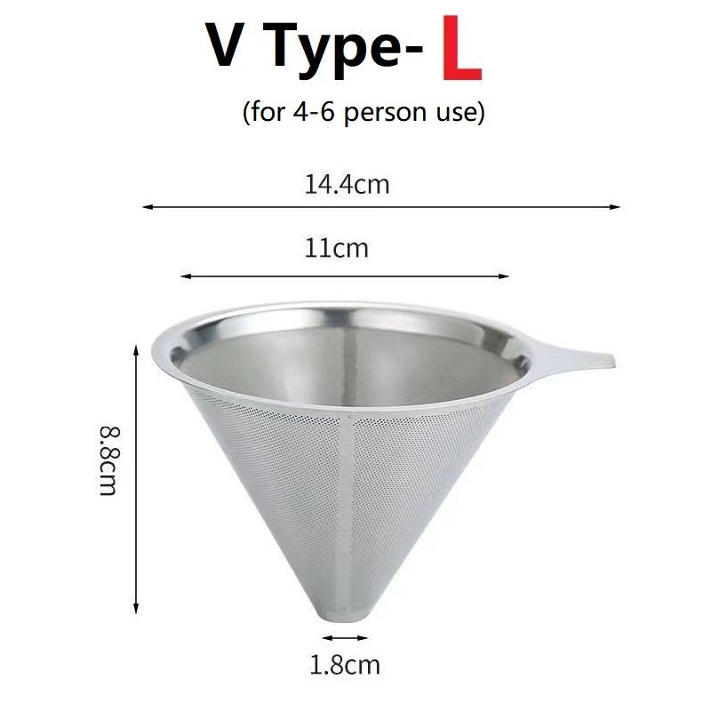 Pour Over Coffee Dripper Slow Drip Paperless Coffee Filter Reusable Strainer Stainless Steel Coffee Filter Baskets Mesh Strainer