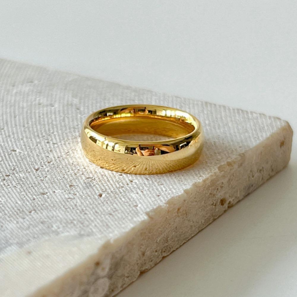 Rose Gold Color Stainless Steel Glossy Plain Ring Ring Couple Simple Ring Personality Ring