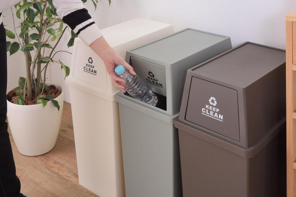 Azumaya-kk LFS-761BR Trash Can with Lid, Brown, W28 X D45 X H67cm