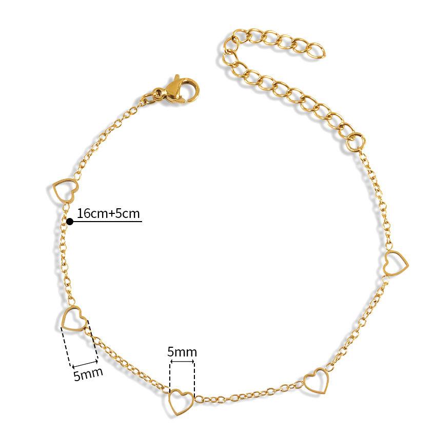 

Персонализированный простой браслет из титановой стали для женщин, Дизайн с полым сердцем, Ювелирное изделие 18K золотой