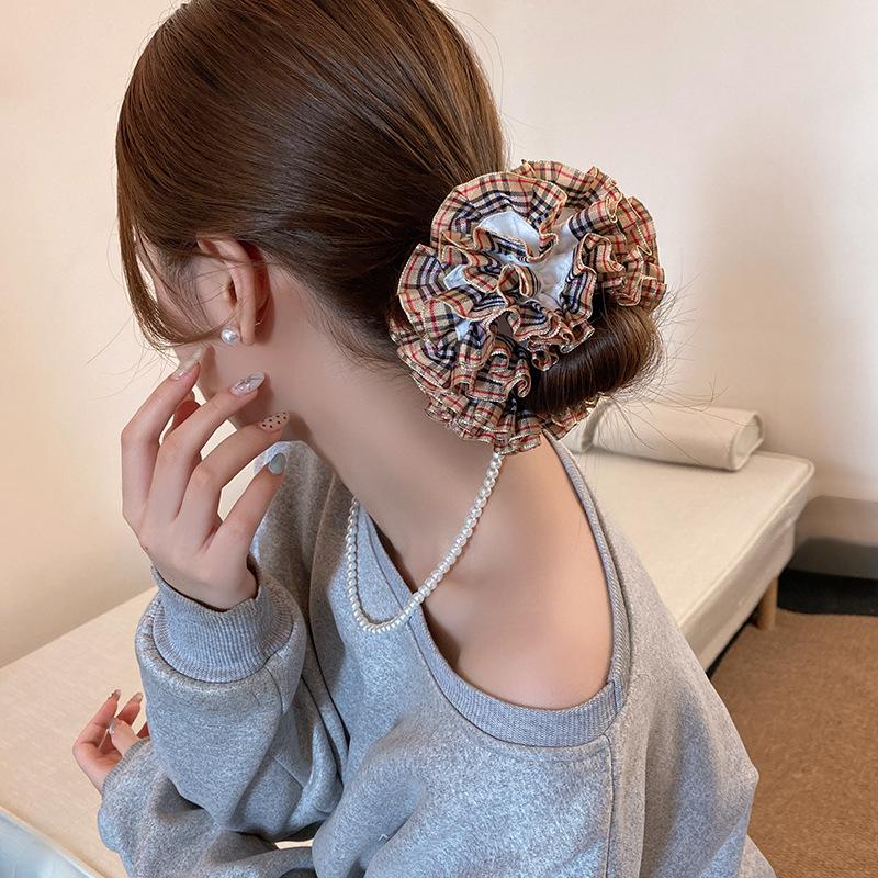 Korean British style sub large intestine hair band retro college style ball head rubber band hair rope autumn and winter hair accessories