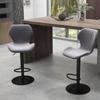 Set of 2 Height-Adjustable Bar Stools with Ergonomic Seat and Footrest, Tall Stools in Velvet Effect and Metal, 47x51.5x92-114 cm, Grey