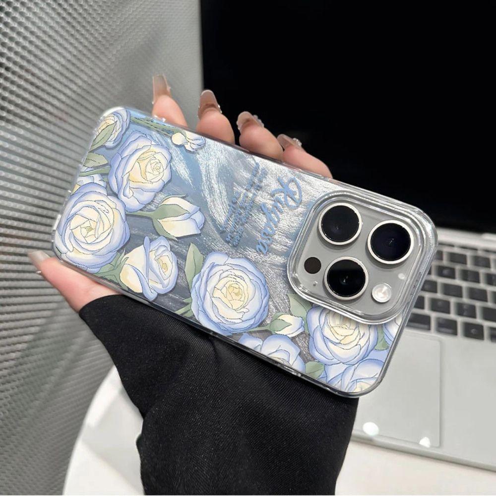 Premium blue rose for iPhone17promax Apple 16 laser phone case 14/13 large hole 15