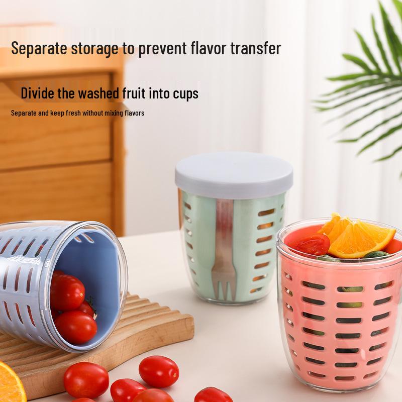 Popular Portable Salad Cup with 304 Stainless Steel Fork and Drainer Jar for Outdoor Use 401-500ml
