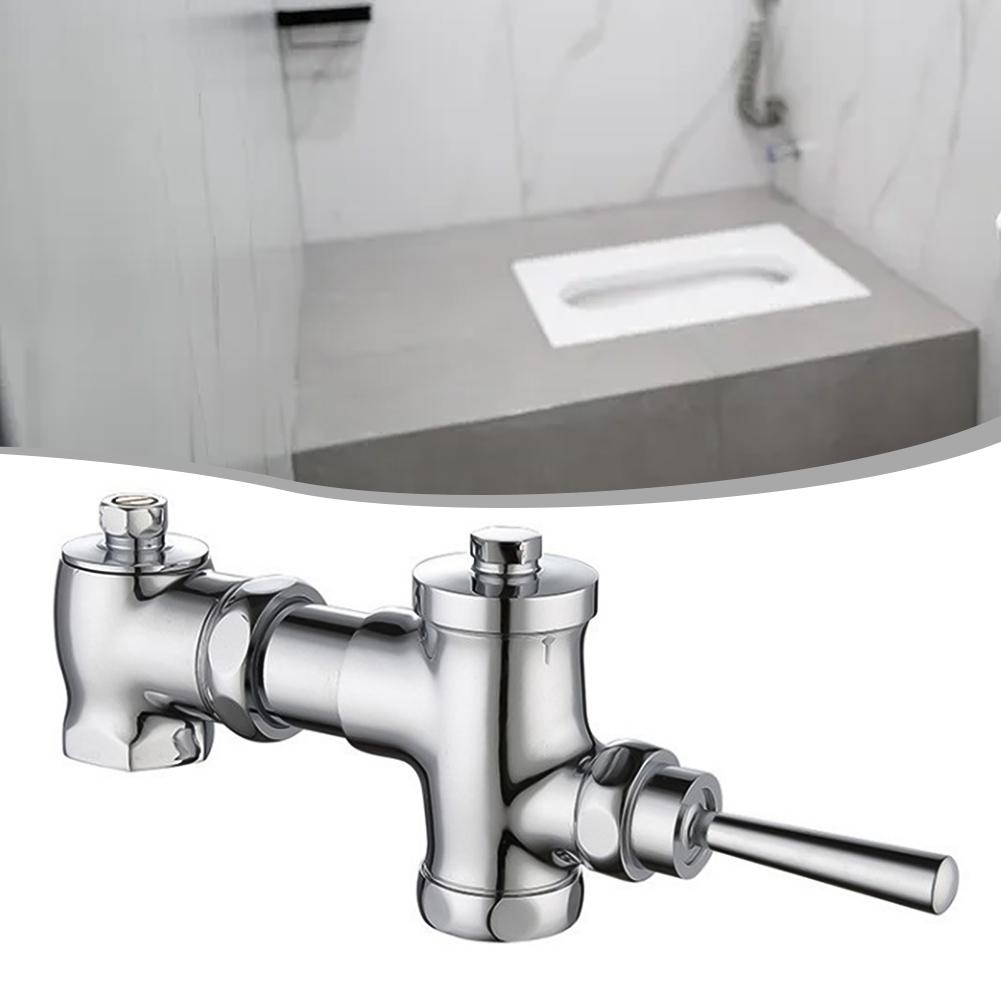 Heavy Duty Brass Toilet Flush Valve Wear-Resistant Manual Press Valve for Squat Toilet Versatile Application in School Hotel