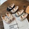 2026Spring and Autumn New Style Children's Girls' Leather Shoes Princess Shoes Fashionable Sequin Leather Shoes Children's Dance Shoes