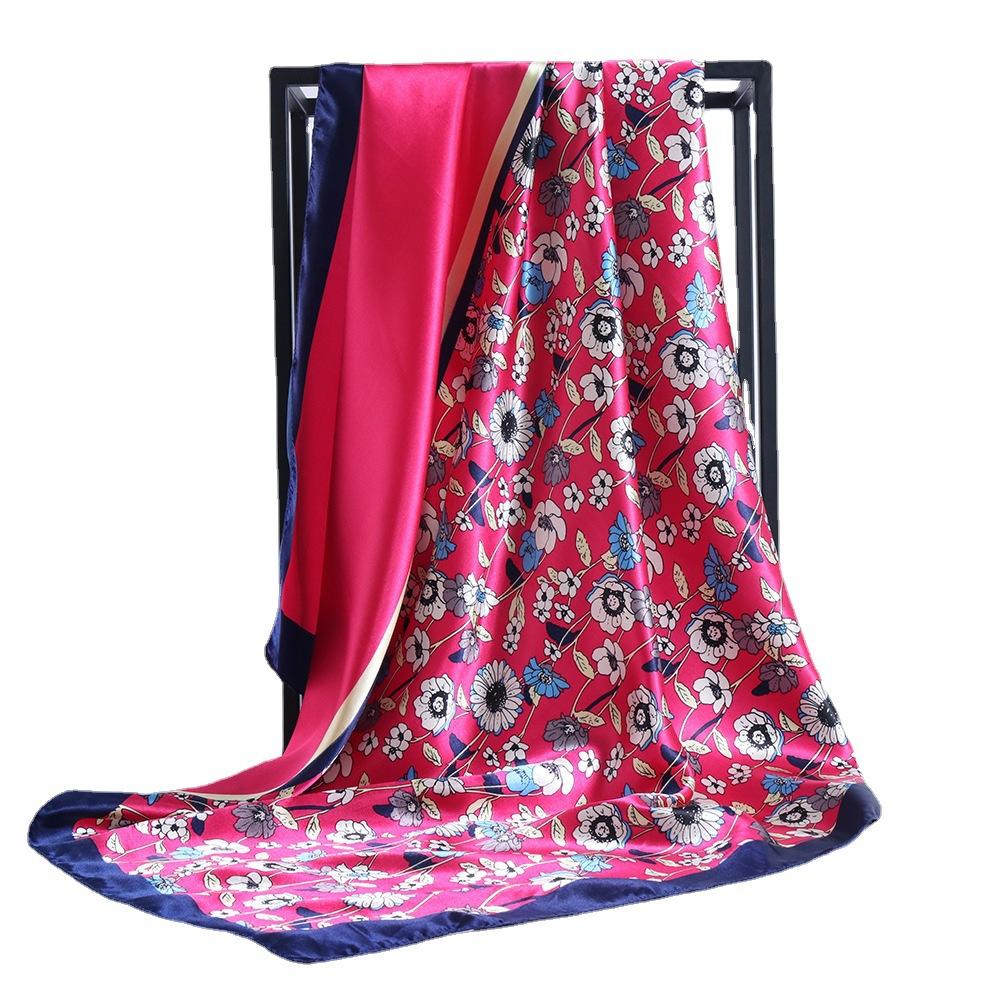 Lenços de seda luxuosos de alta qualidade, lenço de pescoço para mulheres, lenço de seda com corrente, xale decorativo feminino