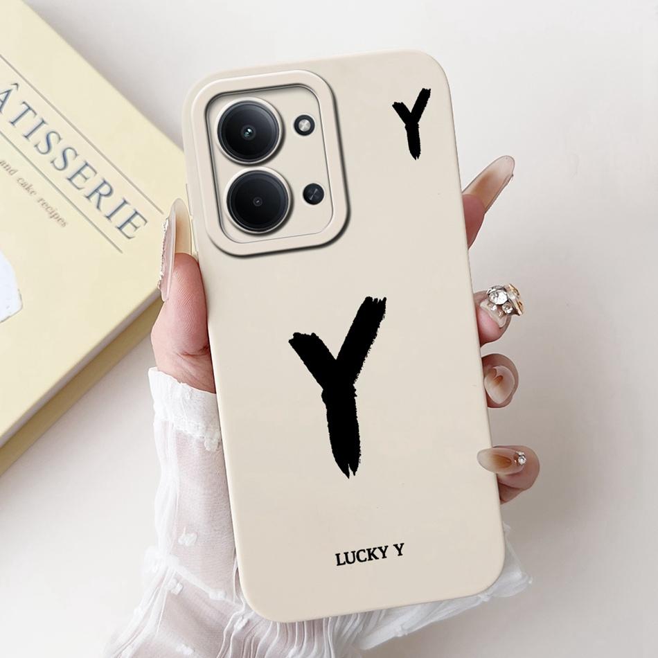 For Xiaomi Poco C85 4G Lucky Initial Letter Phone Case For Poco C85 C 85 4G Soft Silicone Shockproof Cases Bumpers