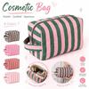 Large Capacity Cosmetic Bag Striped Makeup Organizer Portable Toiletry Pouch  Daily Use