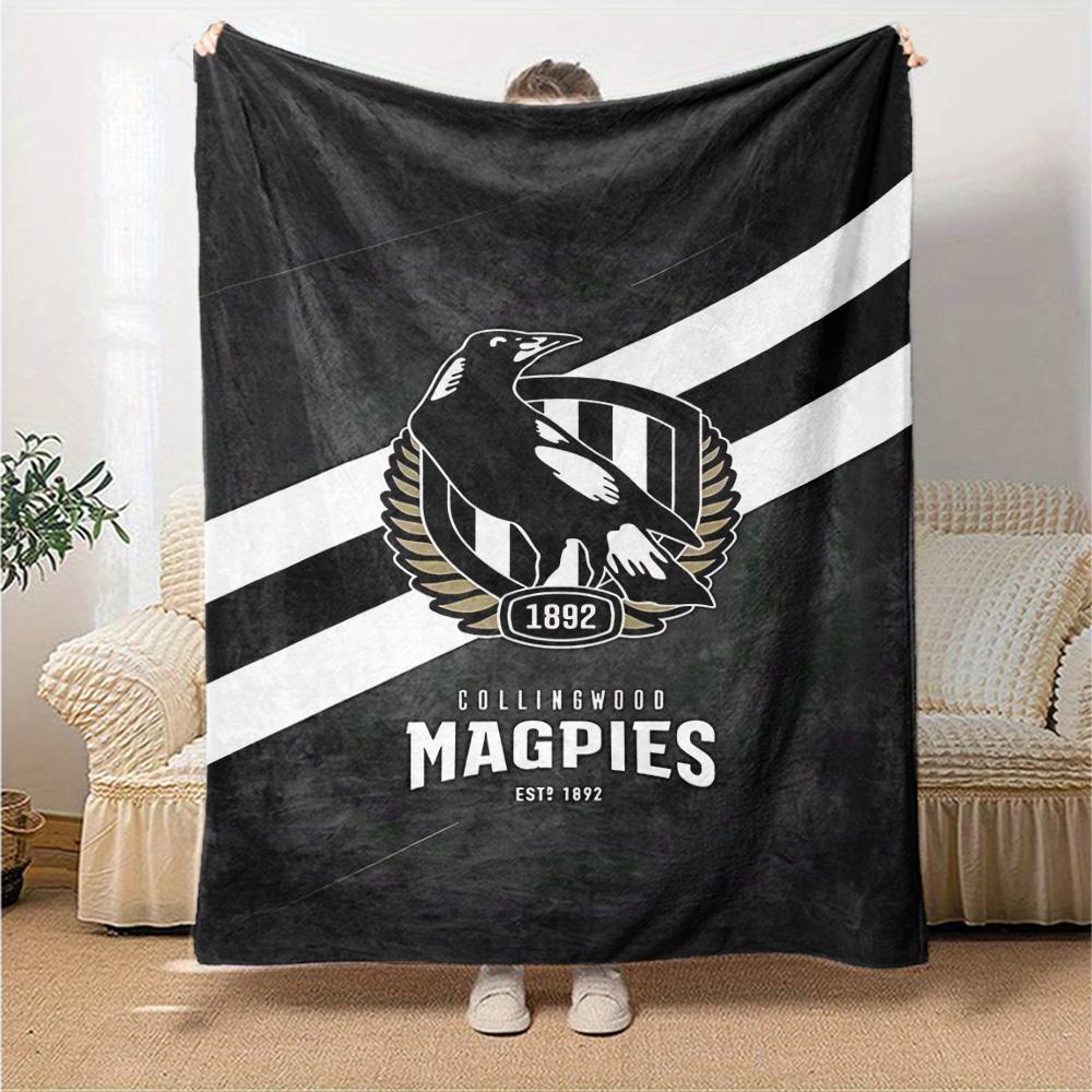 1pc Collingwood Magpies Throw Blanket - Soft Flannel, Cozy All-Season Polyester Perfect for Home, Office, Bedroom 1101