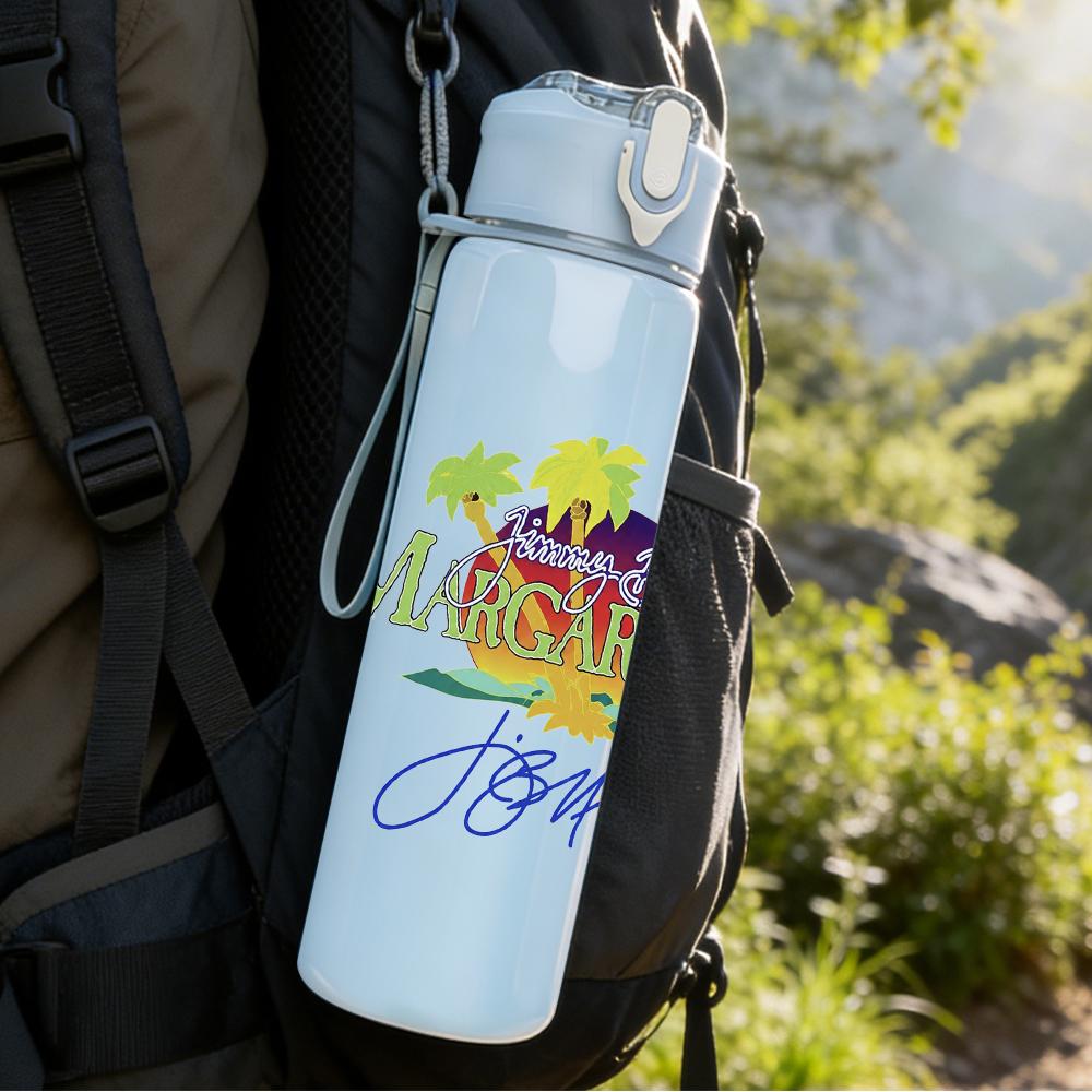 1PC Colorful Tropical Bird Floral Retro Print 750ml Portable Sports Water Bottle Leakproof Gym Outdoor Travel Drink Cup