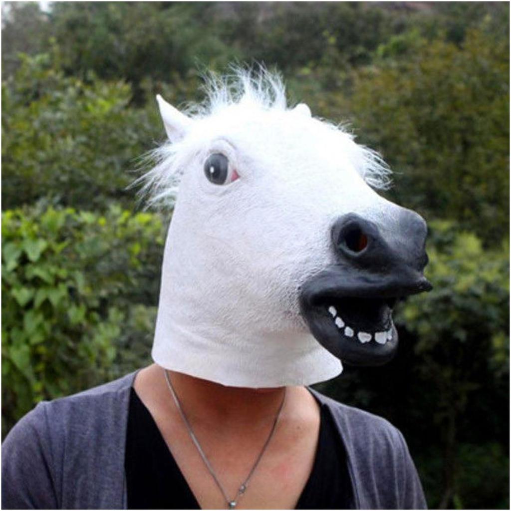 Funny Horse Realistic Animal Head for Halloween Rubber Cosplay Props for Costume Parties and Birthdays Horse [ShuaWdk] Mask! Costumes. (White Head)