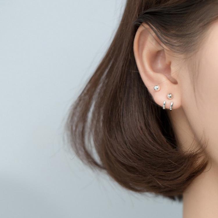S925 Silver Double Hook Earrings for Women - Japanese & Korean Style, Simple All-Match Earrings