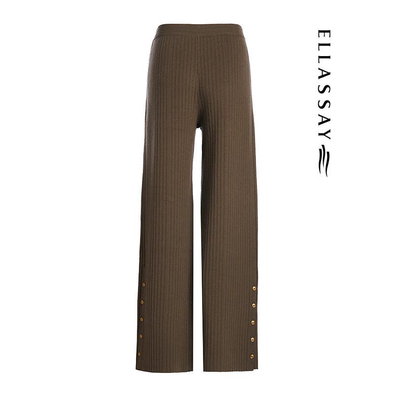 ELLASSAY Women's High-Waist Straight Merino Wool Pants
